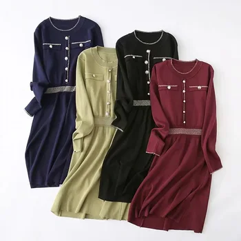 

New Arrival Korea Lady Style Knitted Dress Women Chic Sweater Dress