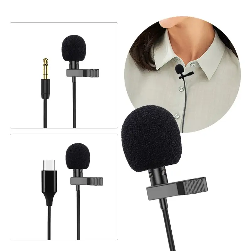 

Type C 3.5mm Lavalier Microphone Collar Lapel Clip-on Mic for iPhone An-droid