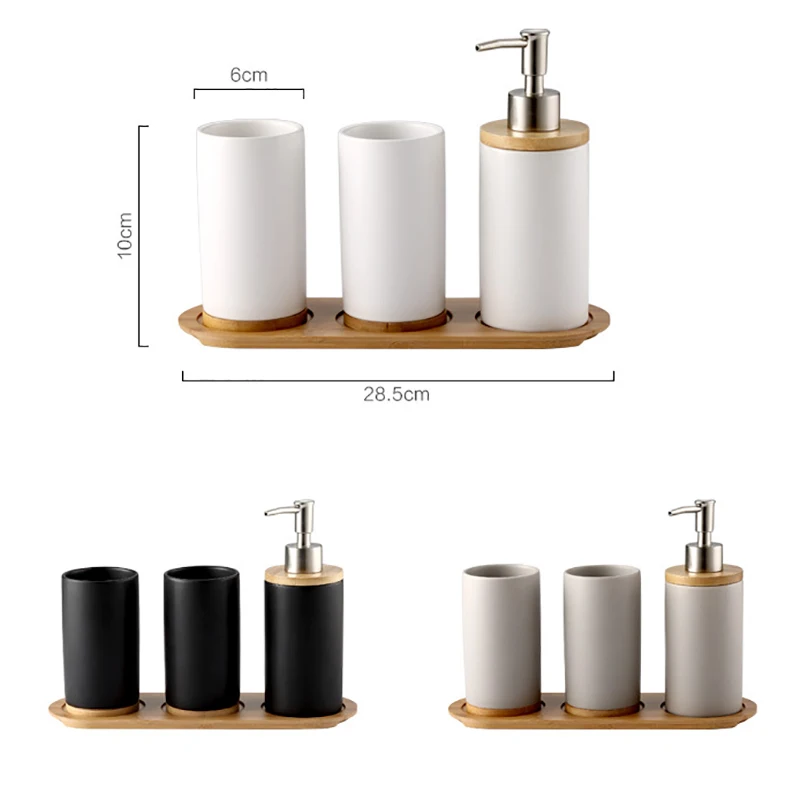 GUNOT Ceramic Bathroom Accessories Set Soap Dispenser Tumbler For Bathroom or Kitchen Home Washing Products Storage Container