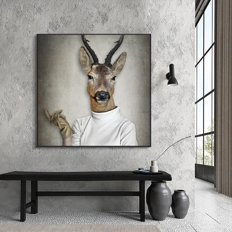 

Modern Abstract Deer Wall Art Canvas Painting Nordic Posters And Prints Wall Pictures Oil Painting For Living Room Decor