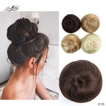 Xuanguang cabelo sintético chignon preto marrom mix cor 30g almofada de Pane de cabelo пончик-шиньон borracha extensъyes de cabelo
