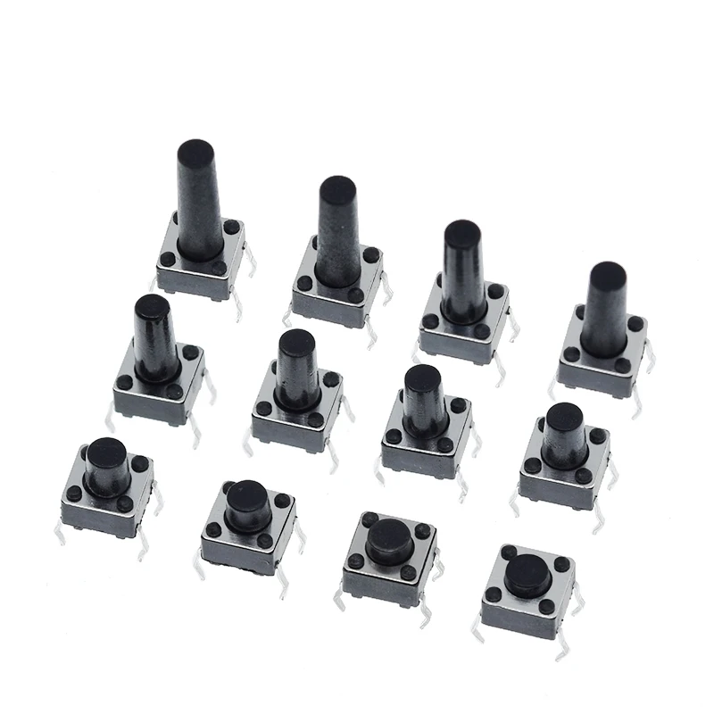 100/300 stücke 6X6X5/4,3/5,5/6/7/8/9/10/13 MM Takt Schalter Push Button Schalter 12 V 4PIN DIP Micro Schalter Für TV/Spielzeug/home verwenden Taste – Detail 7