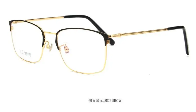 Чистый титан бизнес ретро очки оправа Сверхлегкий Личность Мода Мужчины и женщины, студенческие очки - Цвет оправы: black gold