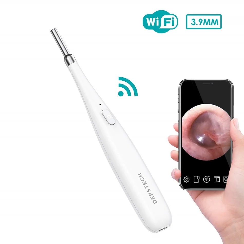 Otoscopio inalámbrico mejorado de 3,9mm, cámara de inspección Ultra delgada de oído, WiFi, HD, endoscopio con 6 luces LED ajustables, iOS y Android