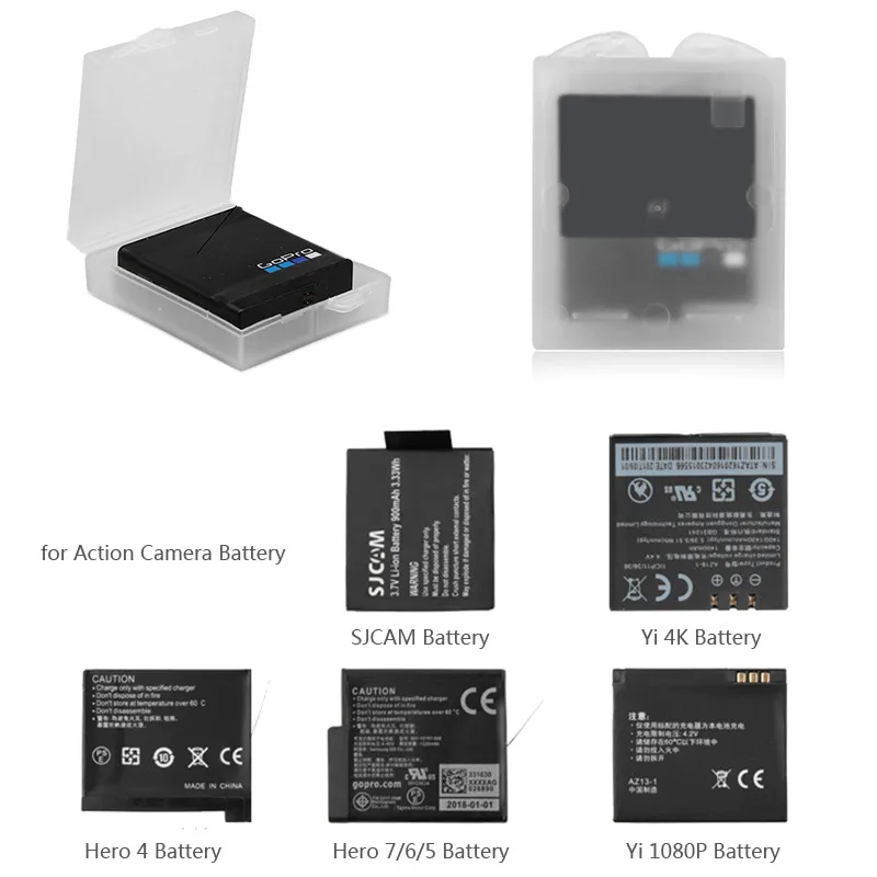 3 шт. GoPro Портативный аккумулятор Защитный чехол для хранения для Gopro Hero 8 7 6 5 4 Session SJCAM Yi Экшн-камера набор аксессуаров