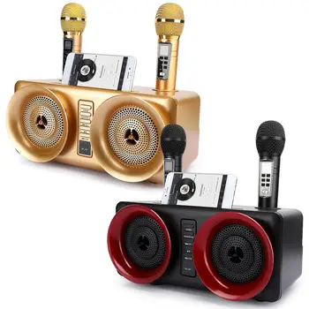 

Dual Wireless Microphone with Bluetooth Speaker Family Home Karaoke Echo System Handheld Singing Machine Box Microphone Karaoke