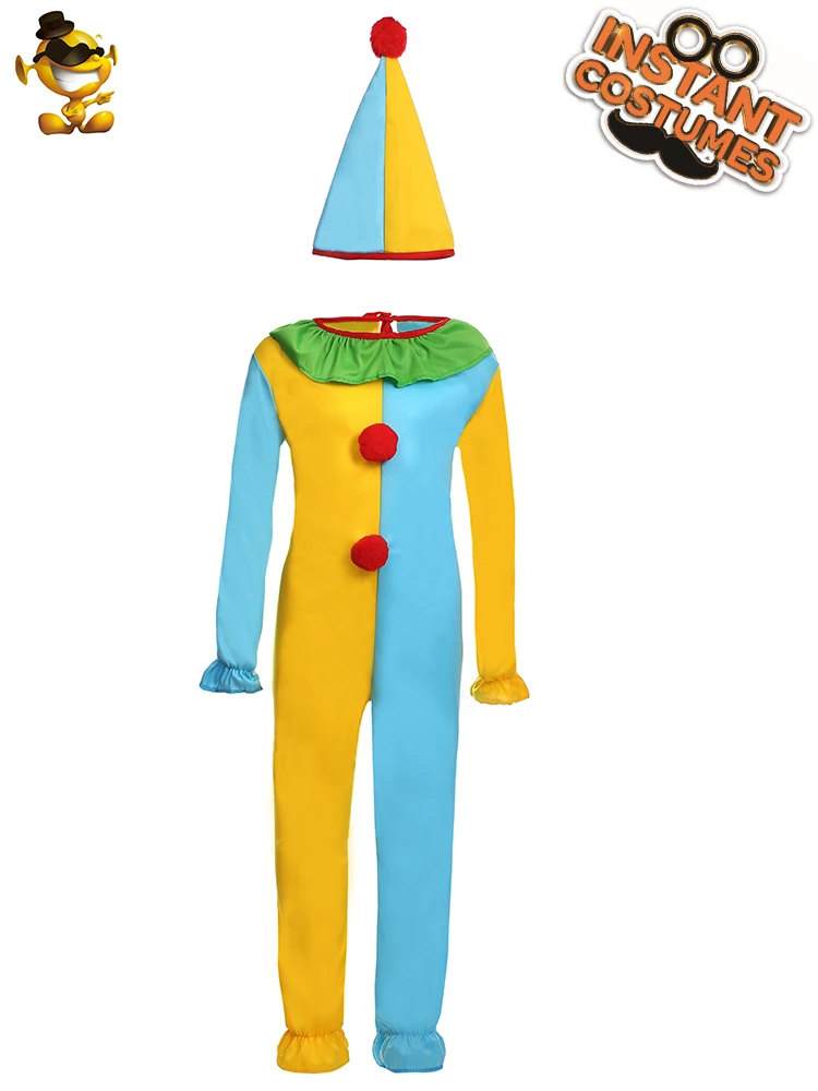 DISPLAY Original New Style Cosplay Clown Boy Funny Clown Jumpsuit Costume for Halloween Christmas Party
