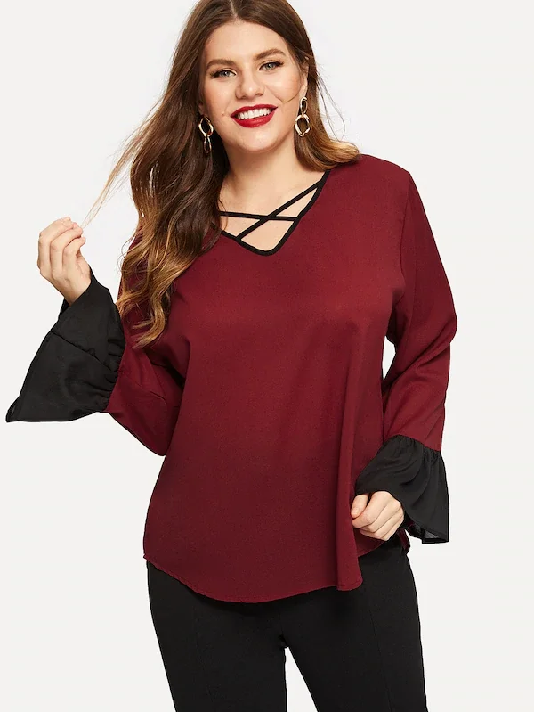 winered Плюс размер 5XL XXXXL футболка Женские рубашки летние свободные футболки Повседневная шифоновая тенниска с треугольным вырезом топы - Цвет: winered