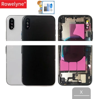 

High Quality Full Housing for iphone X Back Battery Cover Middle Chassis Frame + Glass Cover with Flex Cable Parts Assembly