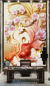 

[Self-Adhesive] 3D Red Goldfish WG136 Wall Paper mural Wall Print Decal Wall Murals Belly