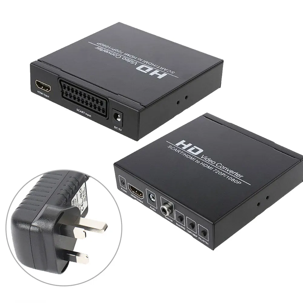 Из scart в HDMI конвертер Поддержка RGB и видеосигналы CVBS к HDMI 720 P/1080 P с Система электроснабжения ЕС для HDTV stb - Длина: UK plug