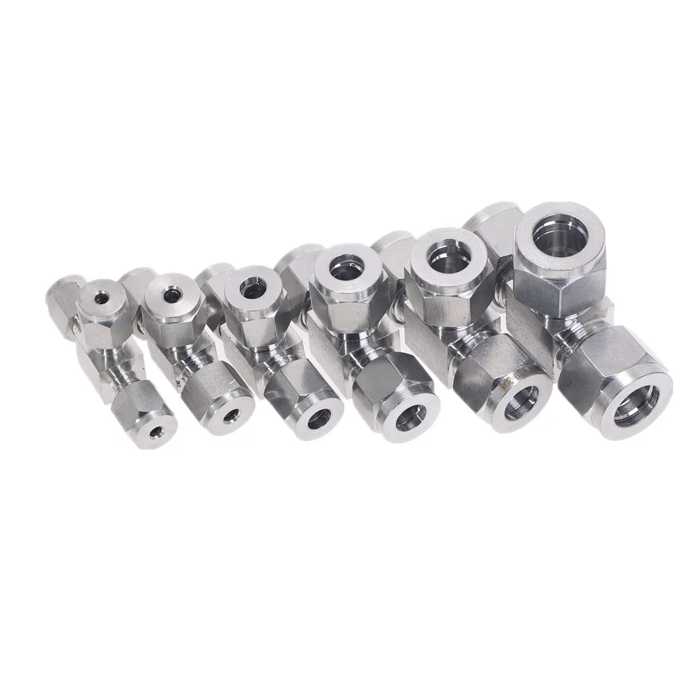 

Stainless steel 304 single ferrule tee tube fitting Ferrule connector pipe fittings T Type 3 Way 4mm 6mm 1/8''1/2''