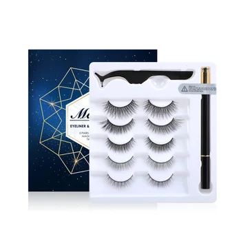 

Genailish 2020 new Magic Eyeliner & 5 Pairs False Eyelashes Kit Long Lasting No glue Easy to wear Eyelashes Extension