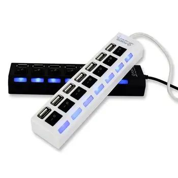 

Factory price Hot Selling New 7 Ports LED USB 2.0 Adapter Hub Power on/off Switch For PC Laptop Drop Shipping High quality