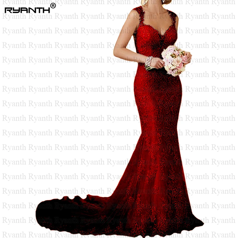 Ryanth дешевые Vestido de noiva сексуальное кружевное свадебное платье русалки с открытой спиной пляжные свадебные платья с длинным шлейфом Robe De Mariage