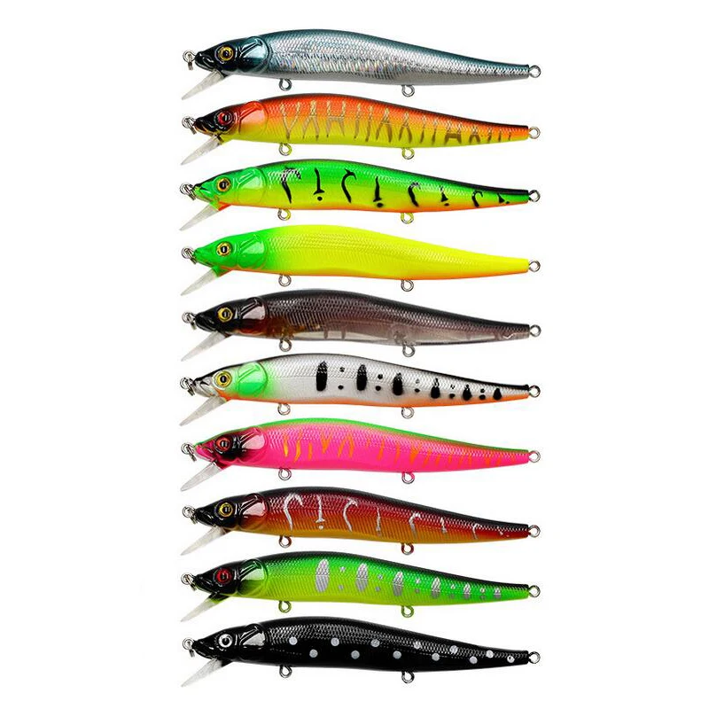 

10PCS Minnow Fishing Lure 11.5cm 13.9g Floating Artificial Hard Bait Bass wobbler Lures Crankbait Pike Treble Hooks Tackle