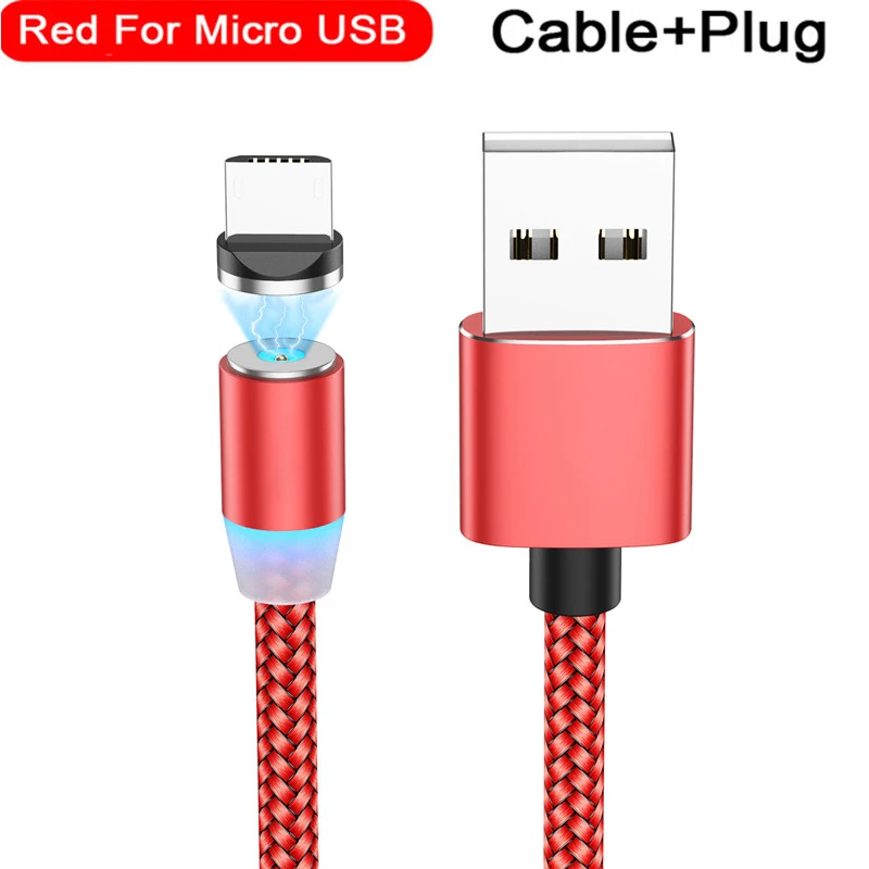 Магнитный кабель mi cro USB кабель type C 1 м 2 м Быстрая зарядка для iphone Xr Xiaomi mi note 10 pro Красный mi кабель для мобильного телефона USB кабель - Цвет: red for micro