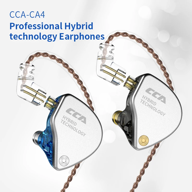 CCA CA4 In Ear Earphones 1BA 1DD HIFI Stereo Audiophile Subwoofer Headset Music Sports Gaming Wired Headsets Replaceable Cable
