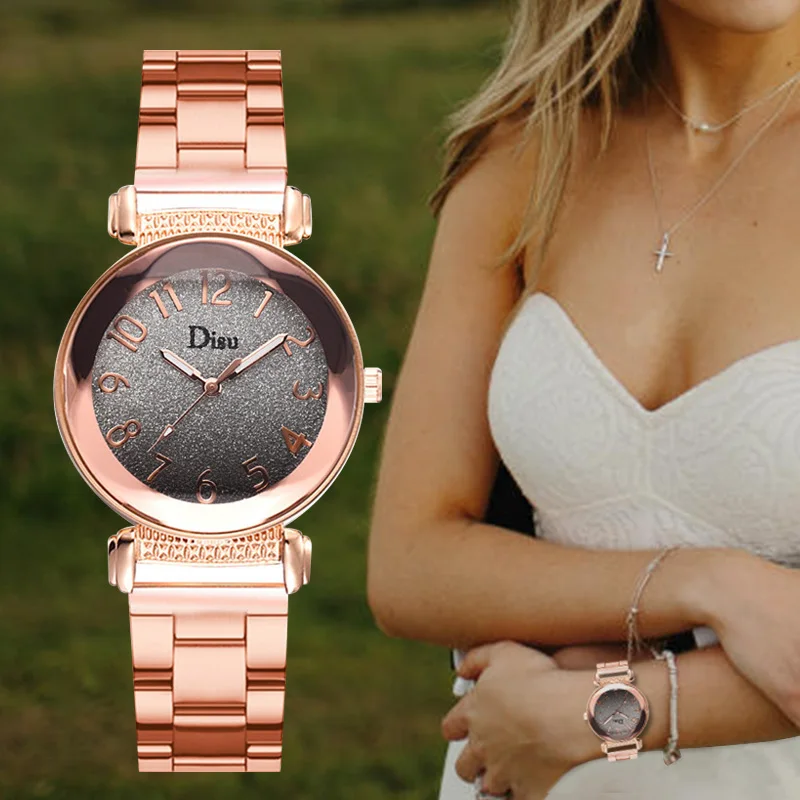 

WJ-8633 New Rose Gold Alloy Band Women Watches Fashion Gradient Starry Sky Quartz Wristwatch For Female Ladies Watch reloj mujer