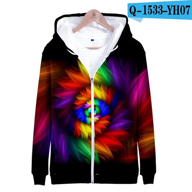 Красочные Psychedelic 3D Толстовка с капюшоном Femme Повседневная Свободная кофточка для мужчин и женщин Толстовка С Карманами модная куртка пальто - Цвет: 3DLL-204