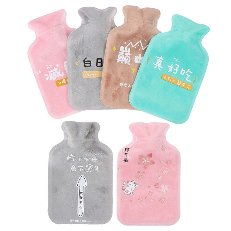 

Water Bottle Cute Cartoon Portable Cold-proof Fleece/Transparent Bag Hand Warmer Filled Mini Water Bottle Safe Explosion-proof