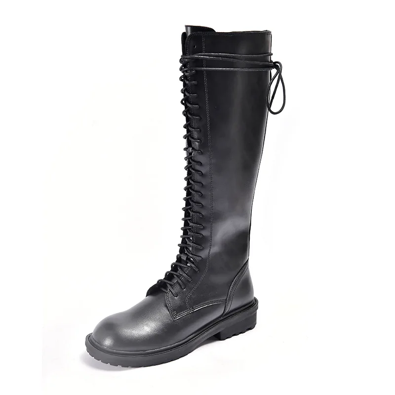 winter new high boots women's fashion simple solid color retro style square heel comfortable casual knight boots