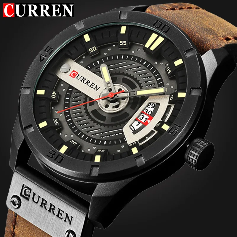  Army Military Sports Quartz Watch men's Top luxury Brand Leather strap Waterproof Wristwatch Male C