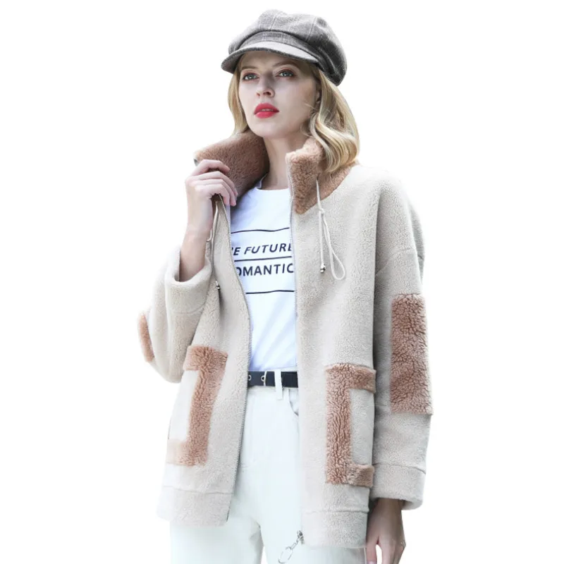 AreMoMuWha/ новое бархатное пальто с искусственным мехом из зернистой кожи женская короткая куртка из искусственного меха с тонкой овечьей шерстью QX1318