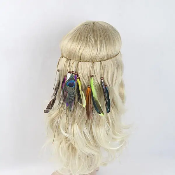 Boho Indian Feather Tassels Hippie Headband Fancy Dress Weave Headpieces