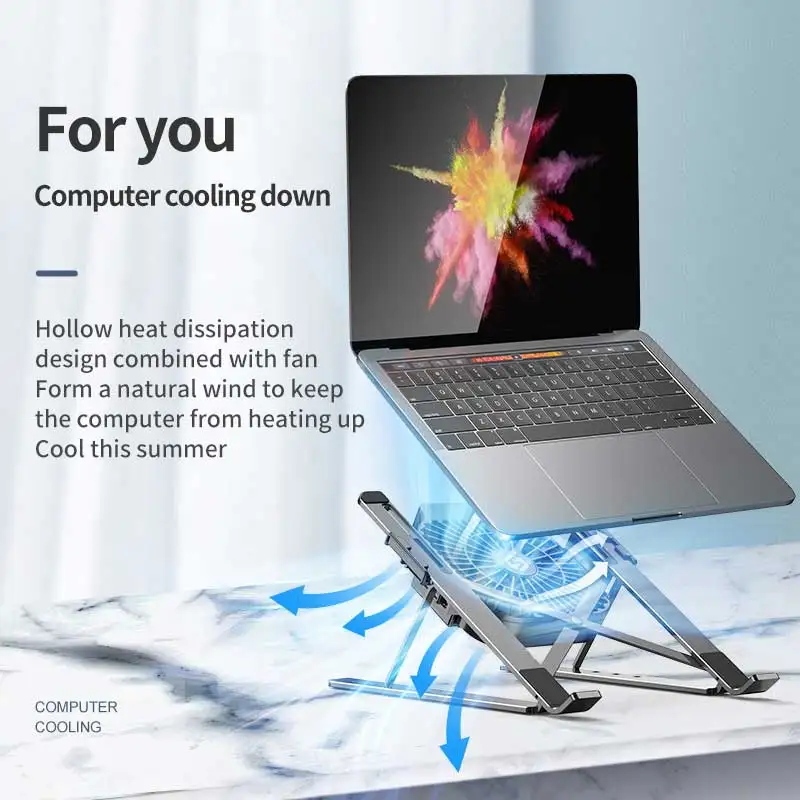 Laptop Stand for MacBook Air Pro Notebook Laptop Stand Bracket With Cooling Fan Foldable Aluminium Alloy for PC Notebook