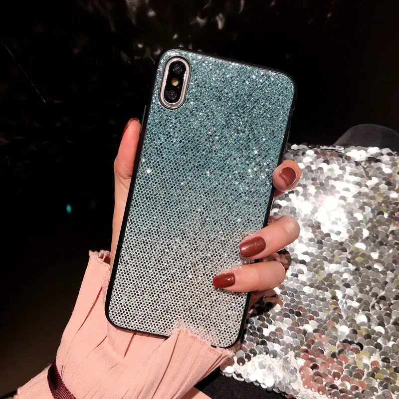 Роскошный блестящий чехол для iPhone 6, 6s, 7, 8 Plus, X, XS, Max, XR, блестящий мягкий пластиковый чехол с блестками, гелевые ТПУ чехлы накладки - Цвет: Blue