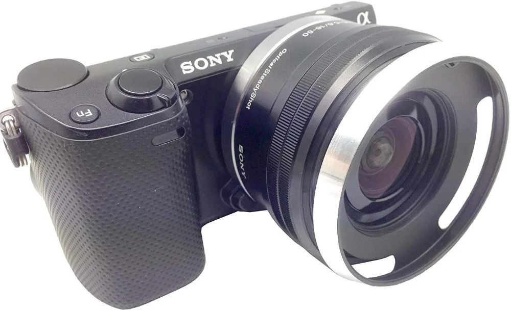 Металлическая бленда для объектива для sony A6600 A6500 A6400 A6300 A6100 A6000 A5100 A5000 NEX-6 NEX-5T NEX-5N NEX-3N NEX-5R при доставке службой E 16-50 мм объектив