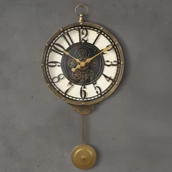 New Gilt Craft European Style Iron Art Retro Wall Clock 12 Inch Living Room Fashion Decorative Clock Wall Clock  Living