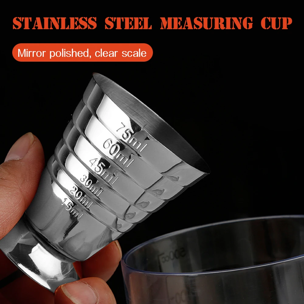 1 шт. мерный стакан из нержавеющей стали, смешанный шейкер для коктейлей, 75 мл, измерительный стаканчик, барные инструменты для кухонных аксессуаров