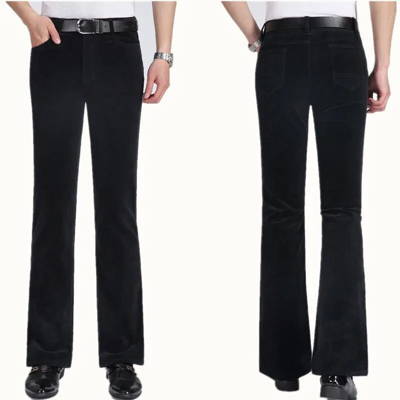 Men's Casual pants Autumn and Winter New Thick Men's Black Casual pants Corduroy Male Loose Corduroy FIare