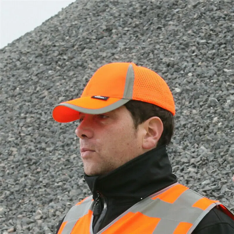 Уличные шляпы высокая видимость регулируемая бейсболка Hi-Vis безопасность желтый оранжевый шляпа от солнца