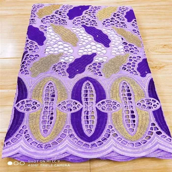 

5 yard Swiss lace fabric latest heavy beaded embroidery African 100% cotton fabrics Swiss voile lace popular Dubai style 3L0523