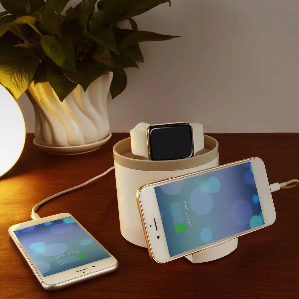 Многофункциональная зарядная док-станция с двумя выходными usb-портами для мобильных телефонов, настольная зарядная станция для Apple Watch для iPhone