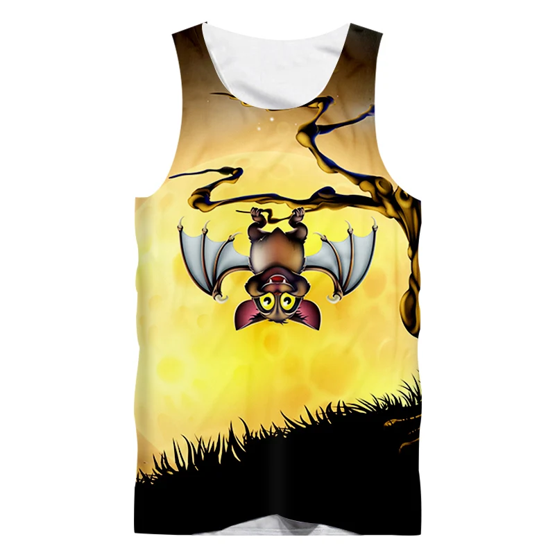 

OGKB Unisex Tank Top Summer Cool Print Bat Moon 3D Singlets Vest For Women/men Hiphop Punk Gothic Shirts Sleeveless Tees 5XL