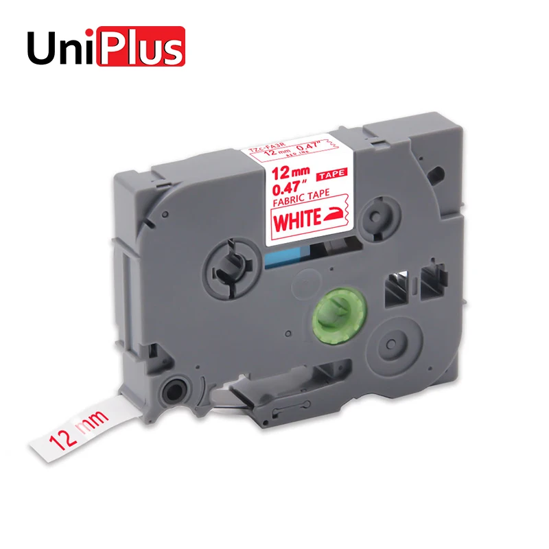 

UniPlus Red on White TZe-FA3R TZ-FA3R tze FA3R Fabric Label Maker 12mm Compatible for Brother P-touch Iron on bags 3m Label Tape