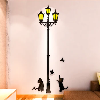 

Street lamp crystal acrylic 3d stereo wall sticker meal living room bedroom background wall wall sticker