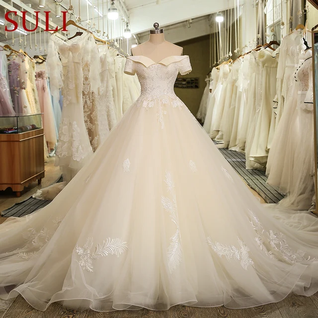 SL-5029 Princess Lace Bridal Dress Corset Ball Gown Short Sleeve Cheap Wedding Dress 2020 1