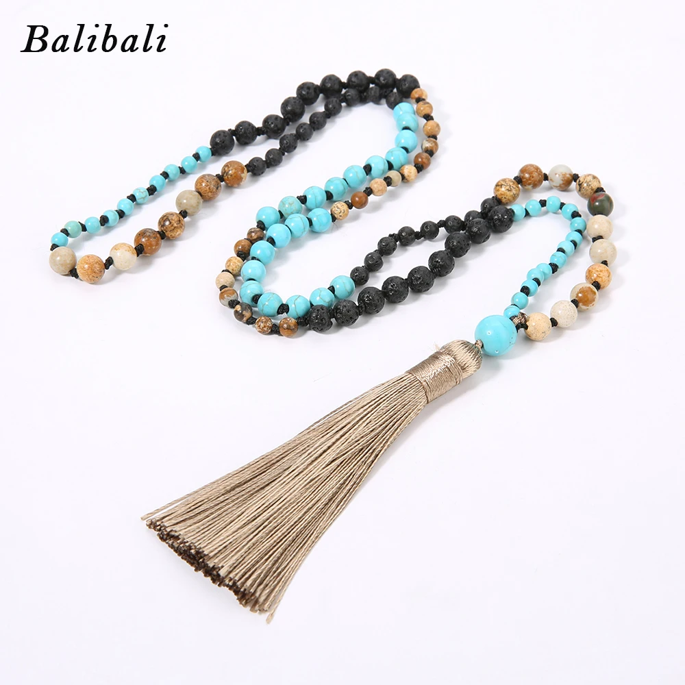 

BALIBALI Emotional Healing Essential Oil Diffuser Yoga Meditation Neckace Hand Knotted Malas Beads Necklace