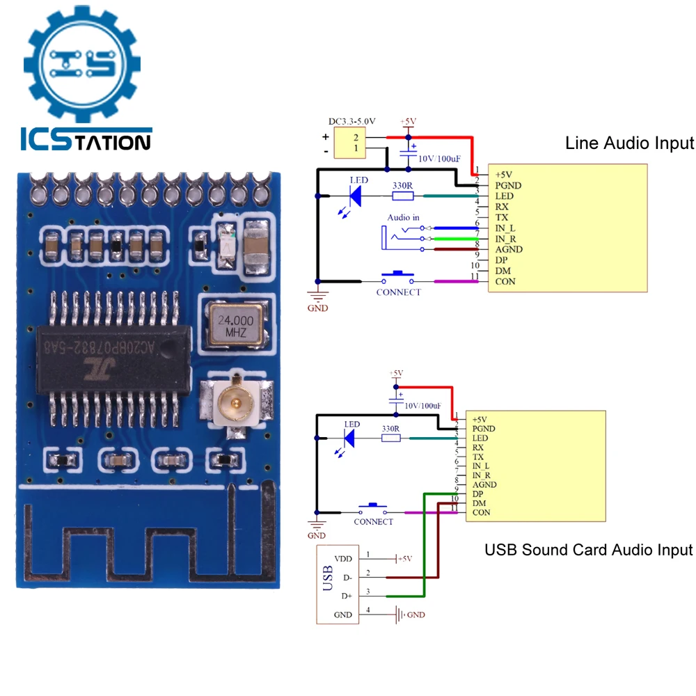Bluetooth Audio Transmitter Module Board Stereo Stereo Gfsk Transceiver