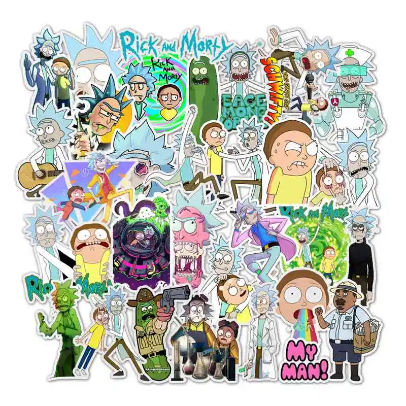 17/35PCS/SET Personality Rick And Morty Anime Stickers Stranger Things PVC Waterproof Luggage Sticker On Travel Case Phone Decel