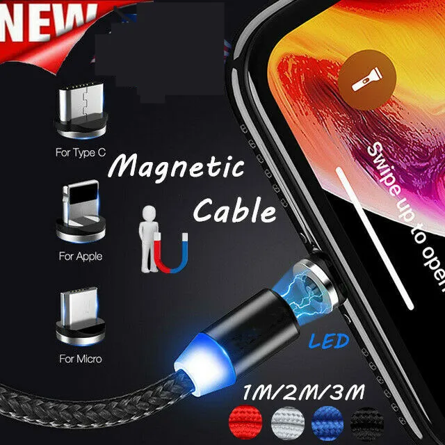 1 M/2 M 3M USB кабель с 360 ° Магнитный светодиодный Тип-c IOS микро для LG G2 G3 G4 G5 G6 Зарядное