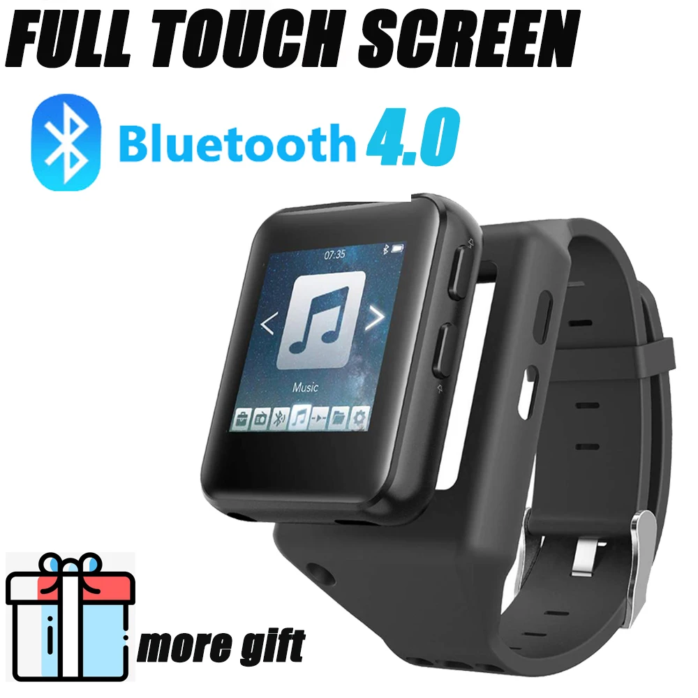 Bluetooth MP3 часы с сенсорным экраном 8/16 ГБ плеер зажимом для бега езды на велосипеде