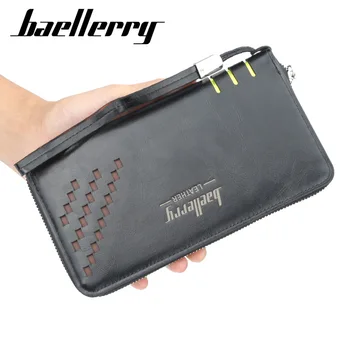 

Baellerry Brand Men Wallet Leather Male Clutch Bag Big Capacity Men Long Wallet with Zipper Pocket Man Purse Carteira Masculina