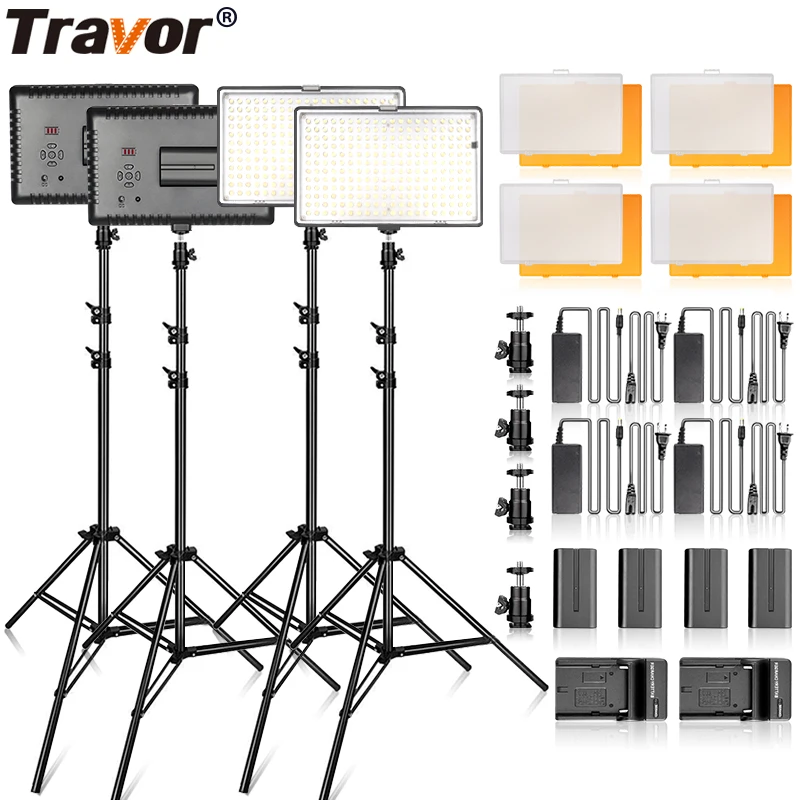 

TRAVOR studio light 4set video light 240PCS LED panel light with tripod for wedding interview YouTube photography light lighting