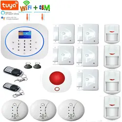 Yobang охранная Аварийная сигнализация wifi gsm комплект Tuya приложение дистанционное управление Tuya Домашняя безопасность с PIR дверным окном